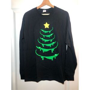 Dachshund Christmas Tree Long Sleeve Tshirt Men’s Size Medium
